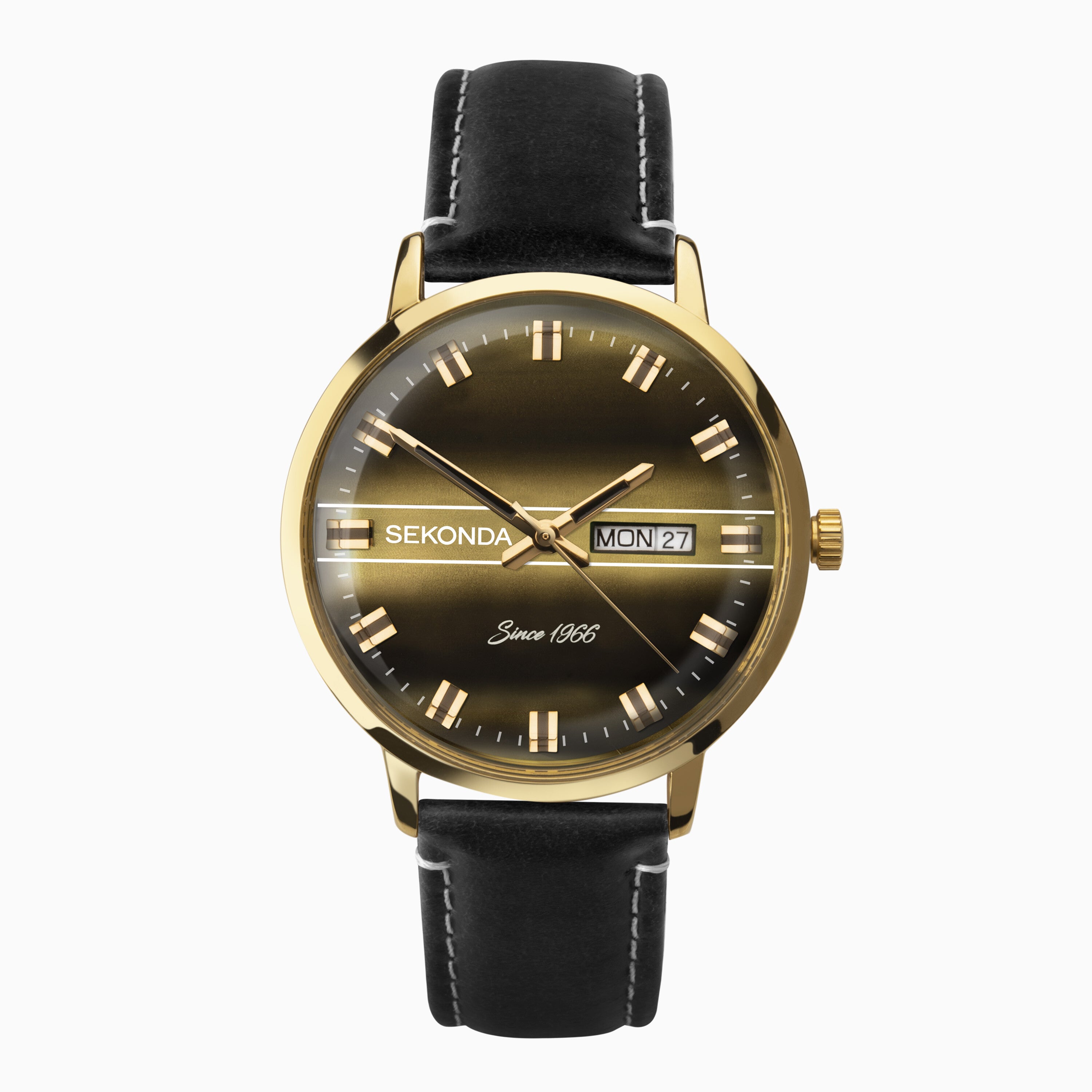 (1950) Sekonda Black Leather Gents Watch
