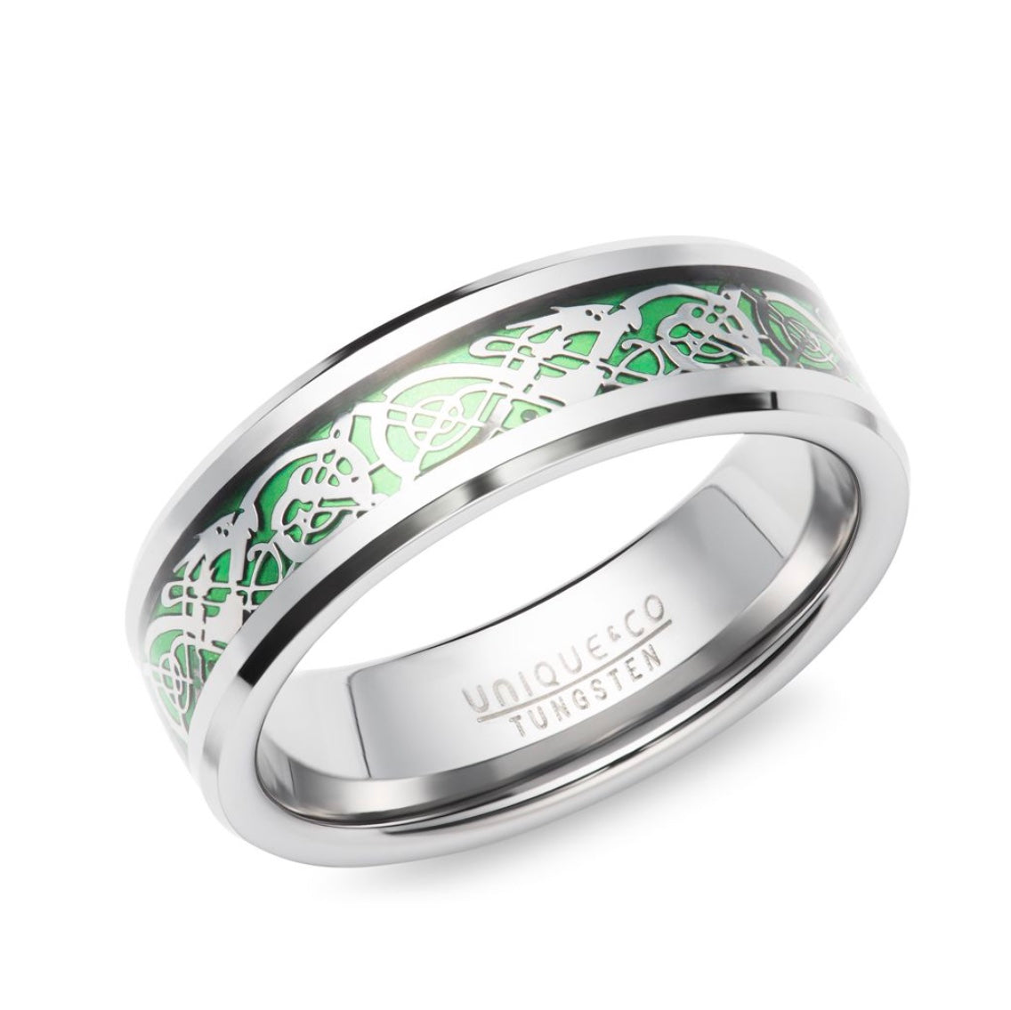 Tungsten 7mm Green Carbon Fibre Inlay Wedding Ring (TUR 187)