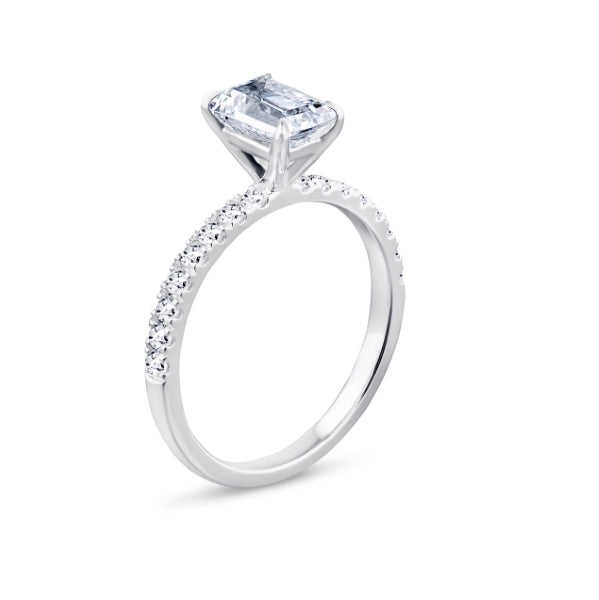 1.35ct Halo Set Emerald Lab Grown Diamond Solitaire Ring. (Esp01)