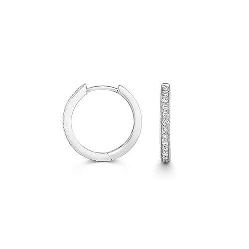 9ct White Gold Diamond Huggie Earrings (Ed115w)