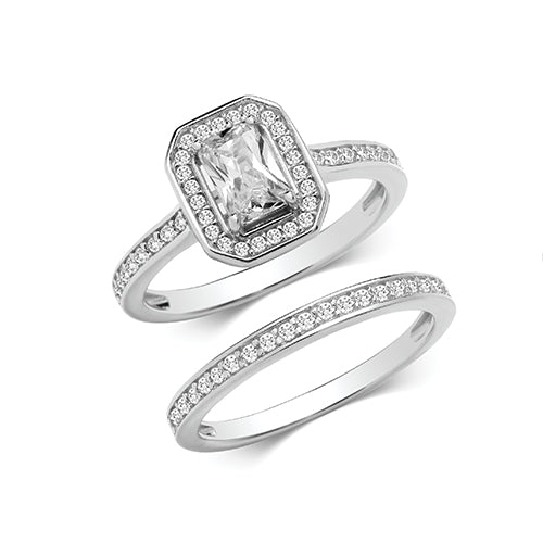 Silver Cubic Zirconia Bridal Set (G7579)