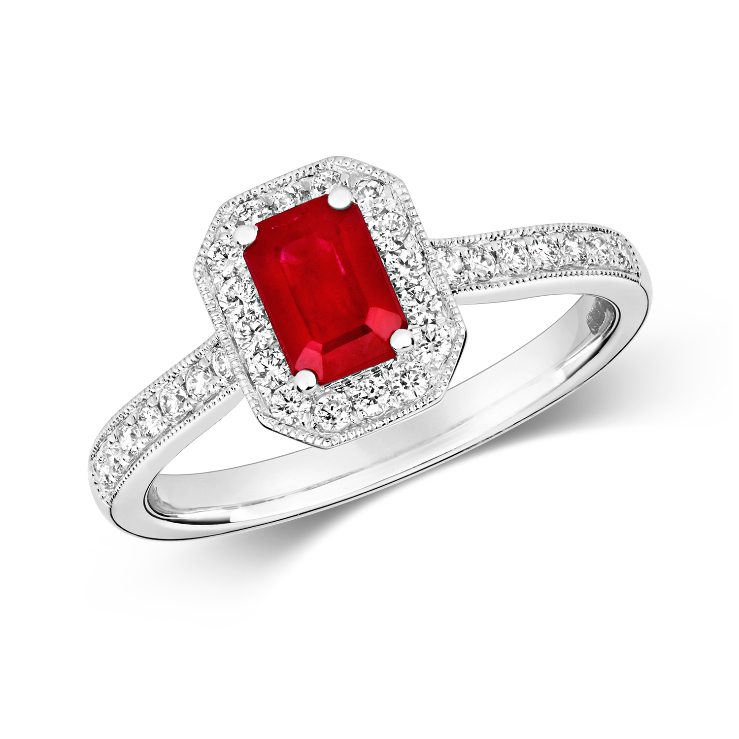 Ruby & Diamond Octagon Cluster Ring (Rd415wr)