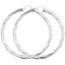Silver Twist Hoop Creole Earrings ( G5110)
