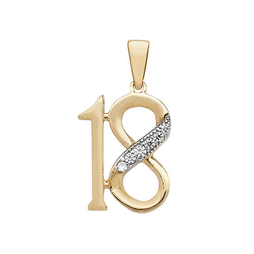 9ct Gold Cubic Zirconia 18 Pendant (Pn187)