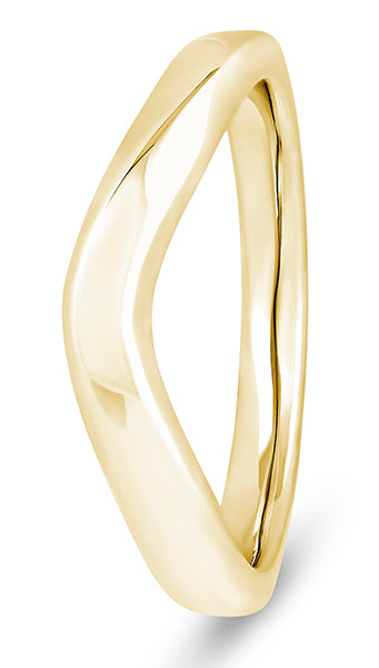 9ct white gold plain waved shaped wedding ring (wavp-300)