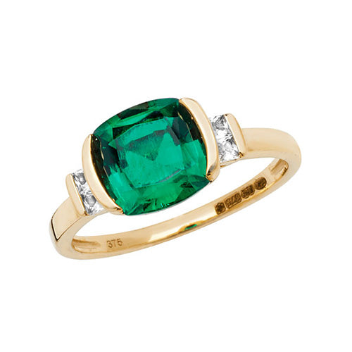 Created Emerald & White Sapphire Ring ( Rn1200e)