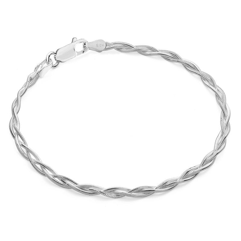 Silver Interwoven Snake Bracelet (Sbr093a)