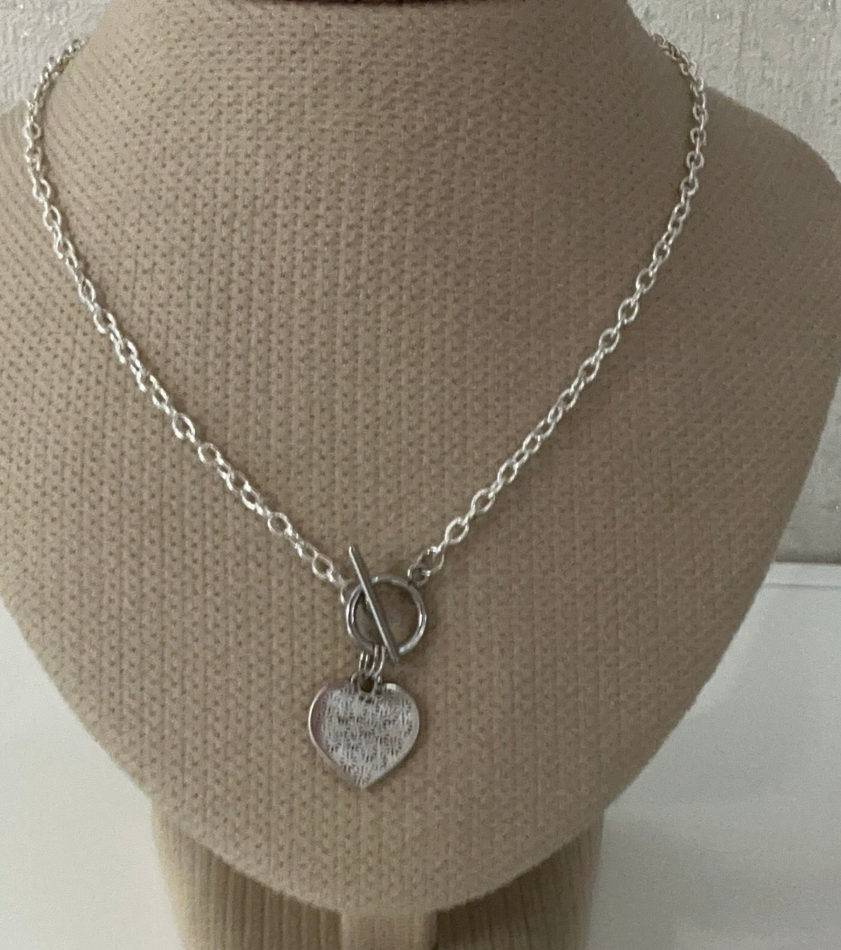 Danon Engraved Heart T-bar Necklace