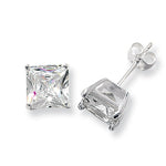 Silver Princess Cut Cubic Zirconia Stud Earrings (G5147)