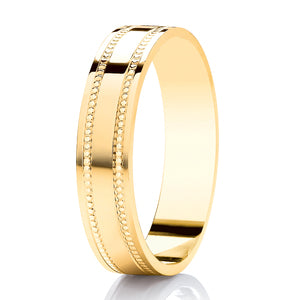 9ct White Gold Millgrain Edge 5mm Wedding Ring (DC112)