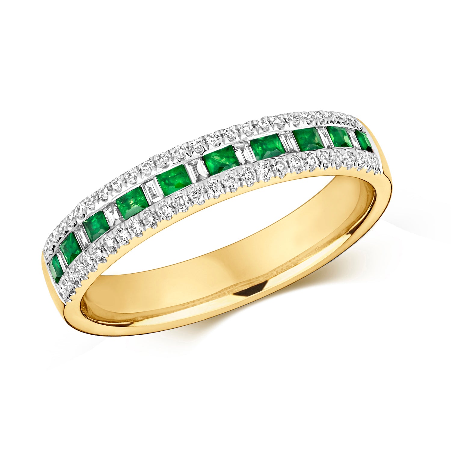 Emerald & Diamond 3 Row Eternity Ring (Rd401e)
