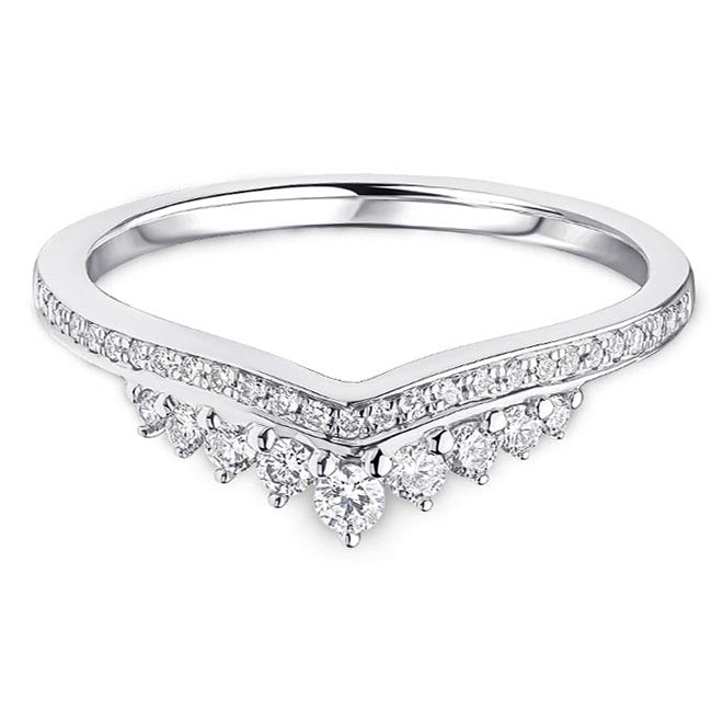 9ct White Gold Diamond Shaped Wedding Ring (Het100545)
