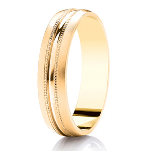 9ct Millgrain & Diamond Cut Court Wedding Ring (Dc141bc)