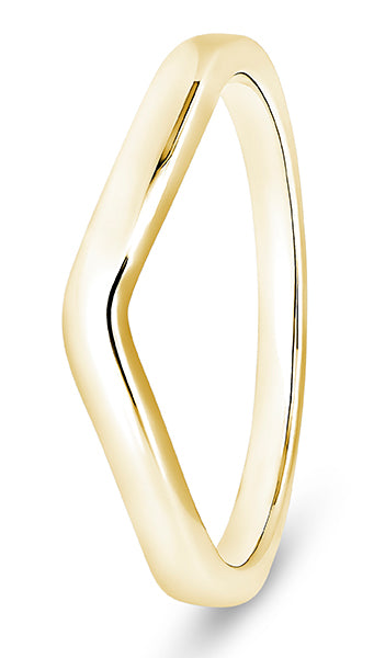 9ct white gold plain waved shaped wedding ring (wavp-190)