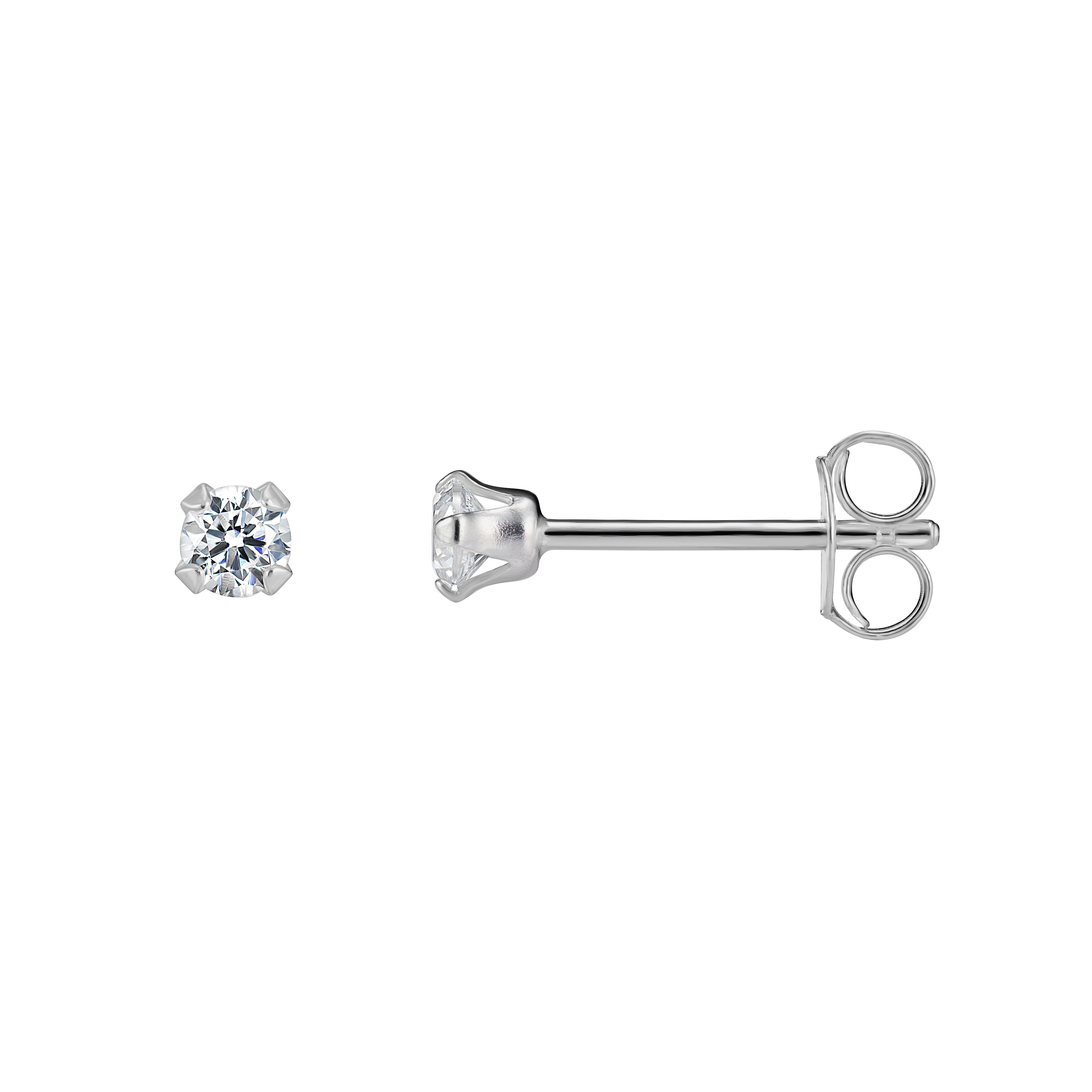 Silver Cubic Zirconia Stud Earrings (Se149a)
