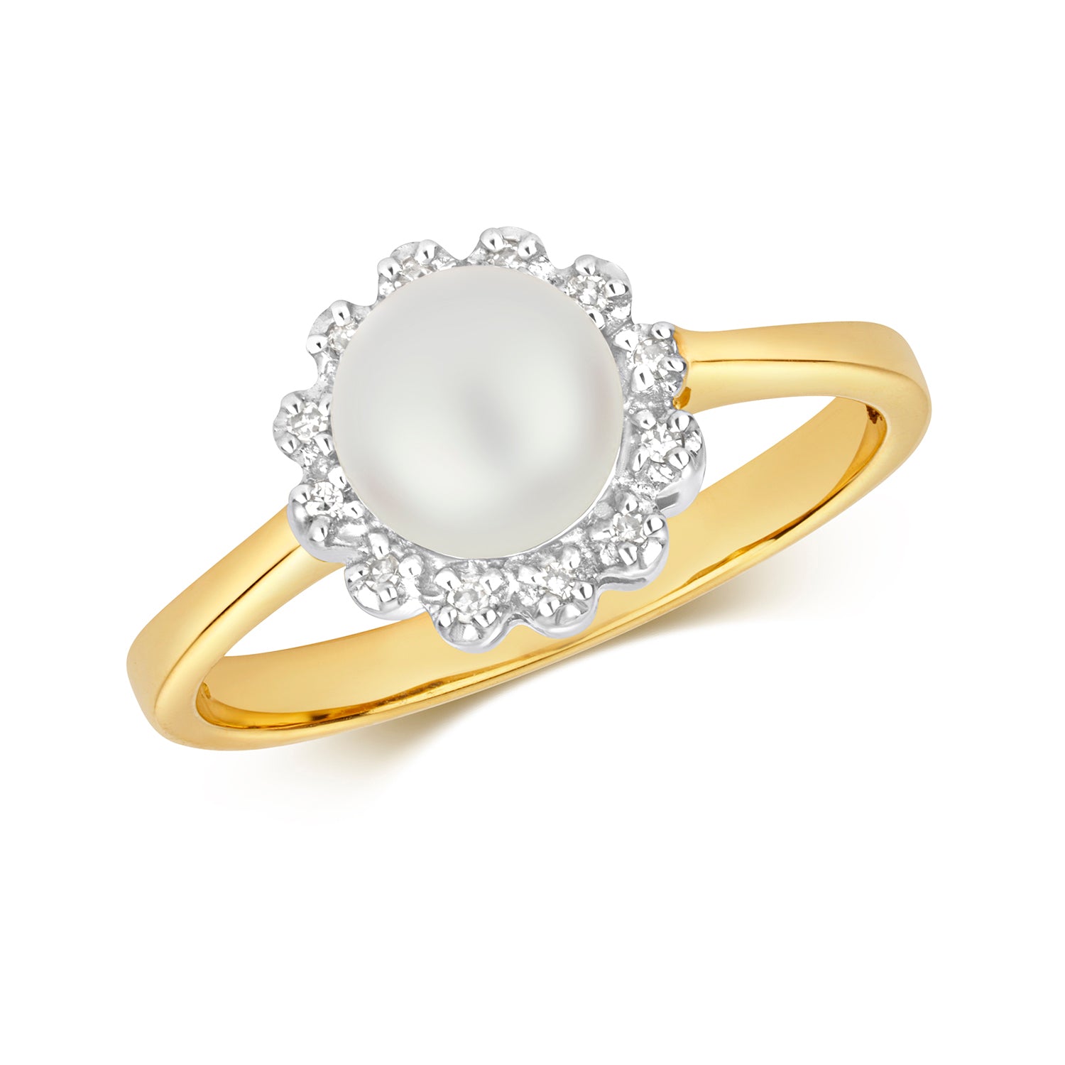 Pearl & Diamond Cluster Ring (Rd270)