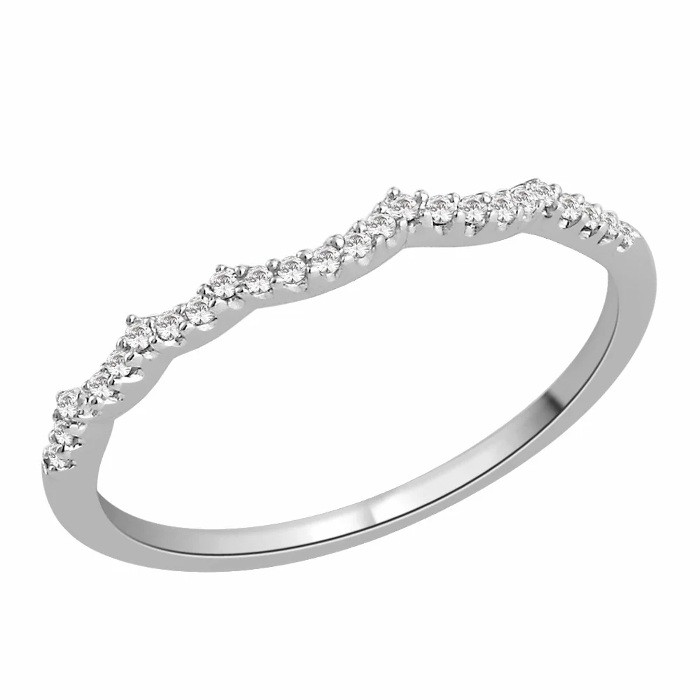 9ct White Gold Diamond Shaped Wedding Ring (B0040)