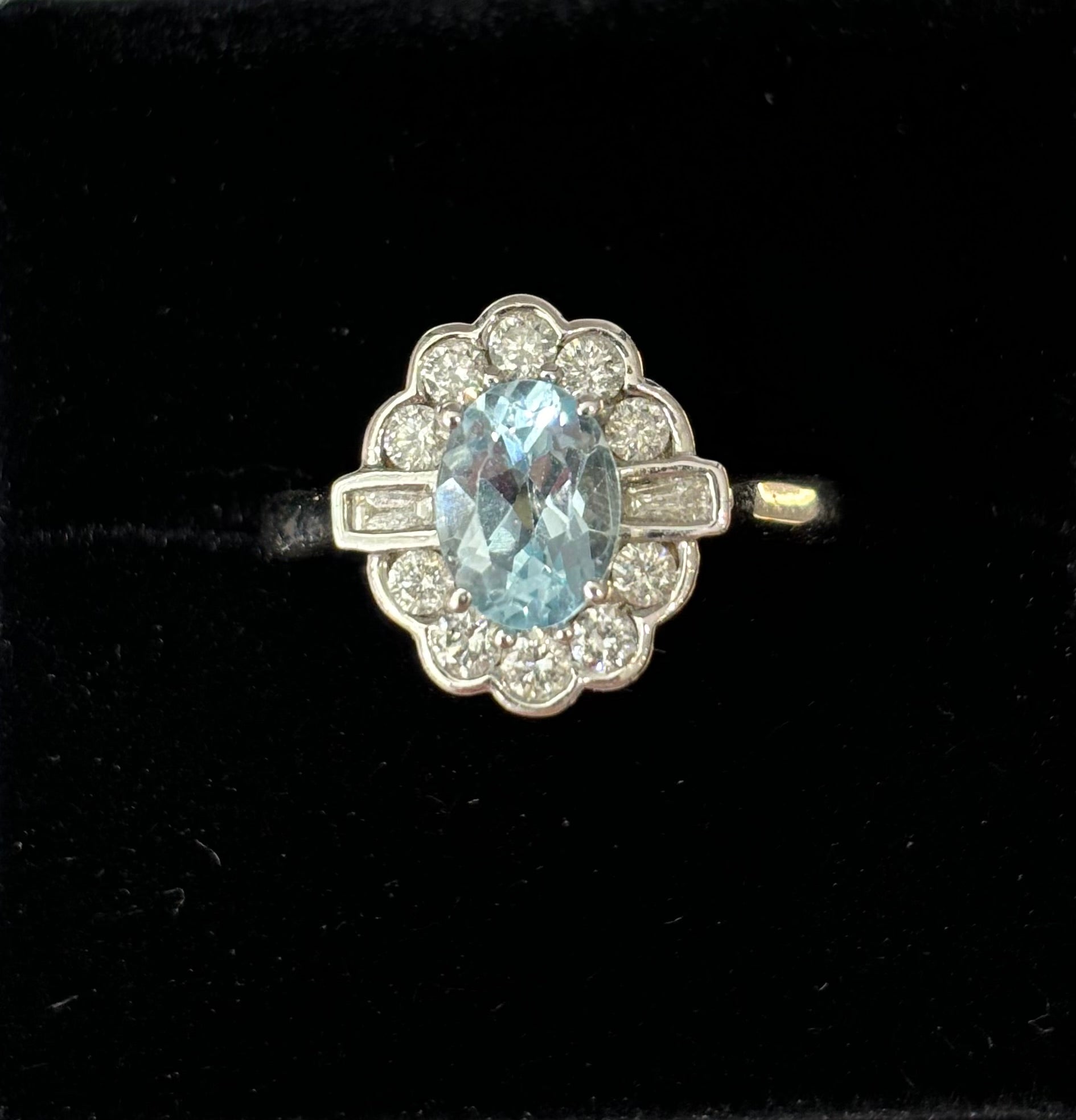 Oval Aquamarine & Diamond Ring (R100AM)