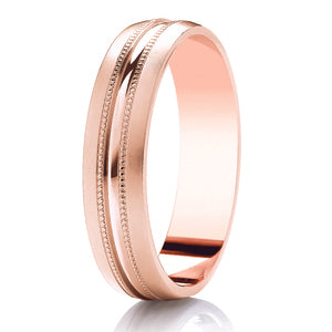 9ct Millgrain & Diamond Cut Court Wedding Ring (Dc141bc)