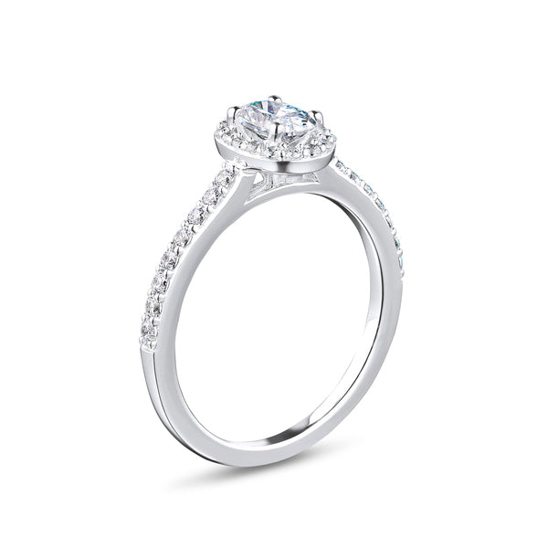 1.85ct Oval Halo Set Lab Grown Certified Diamond Solitaire Ring (Ohwo1)