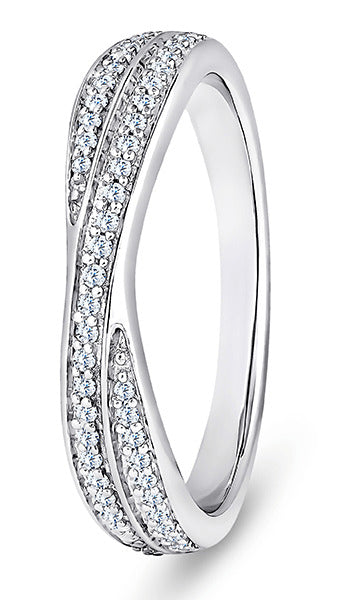 9ct Rose Gold Diamond Shaped Crossover Wedding Ring (Rib-420-050-020)