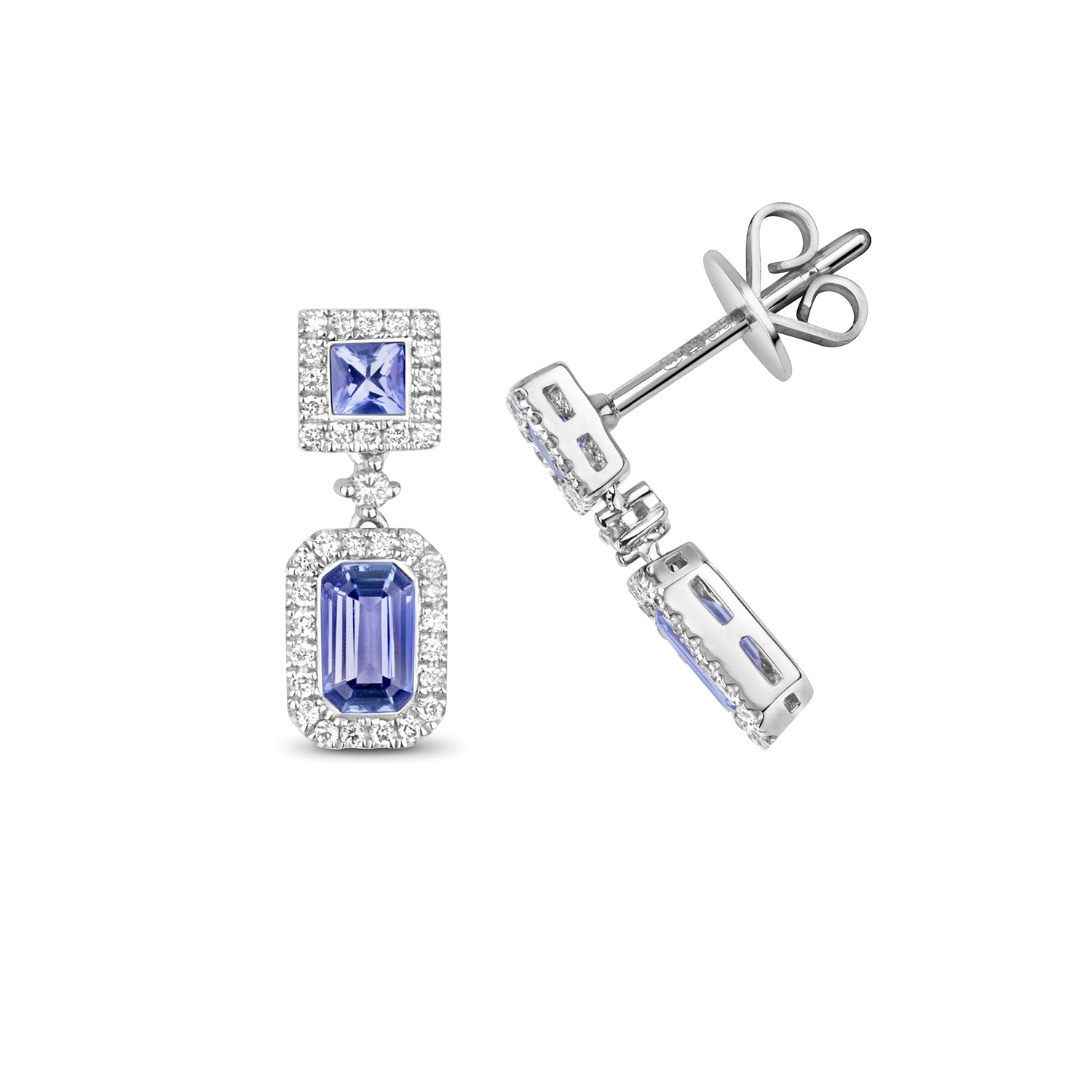 Tanzanite & Diamond Drop Stud Earrings (Ed243wt)