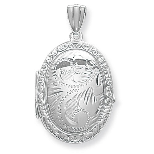 Silver Engraved Locket (G6586)