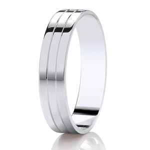 9ct White Gold Polished & Matte 6mm Wedding Ring (DC314bc)