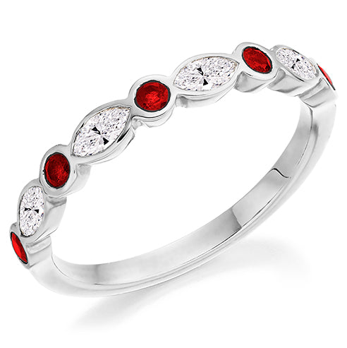 9ct Yellow Gold Ruby &Diamond Eternity Ring (Het1406rud)