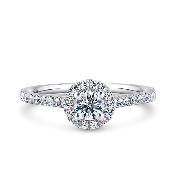 1.80ct Round Halo Set Lab Grown Certified Diamond Solitaire Ring. (Rhw03)