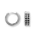 Silver Black Cubic Zirconia Huggie Earrings (G5219bk)