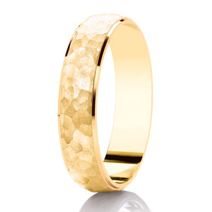 9ct Hammered Effect Court Wedding Ring (Dc140)