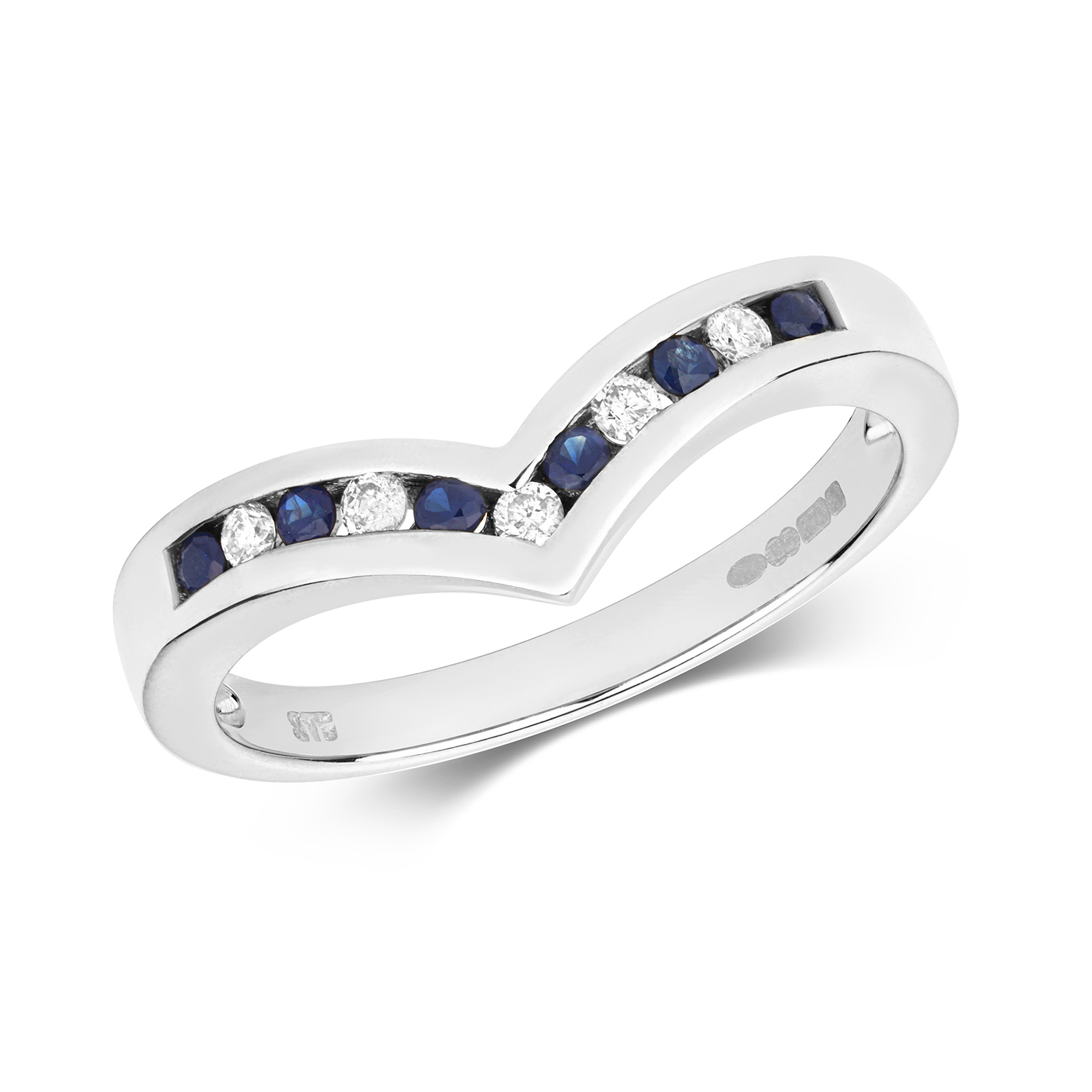 Sapphire & Diamond Wishbone Ring (Rd268s)