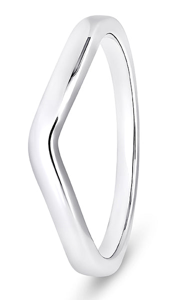 9ct White Gold Plain Waved Shaped Wedding Ring(Wavp-190)