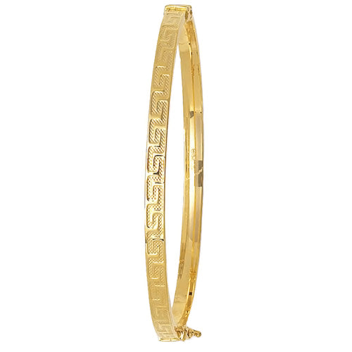 9ct Yellow Gold Greek Key Bangle (Bn170)