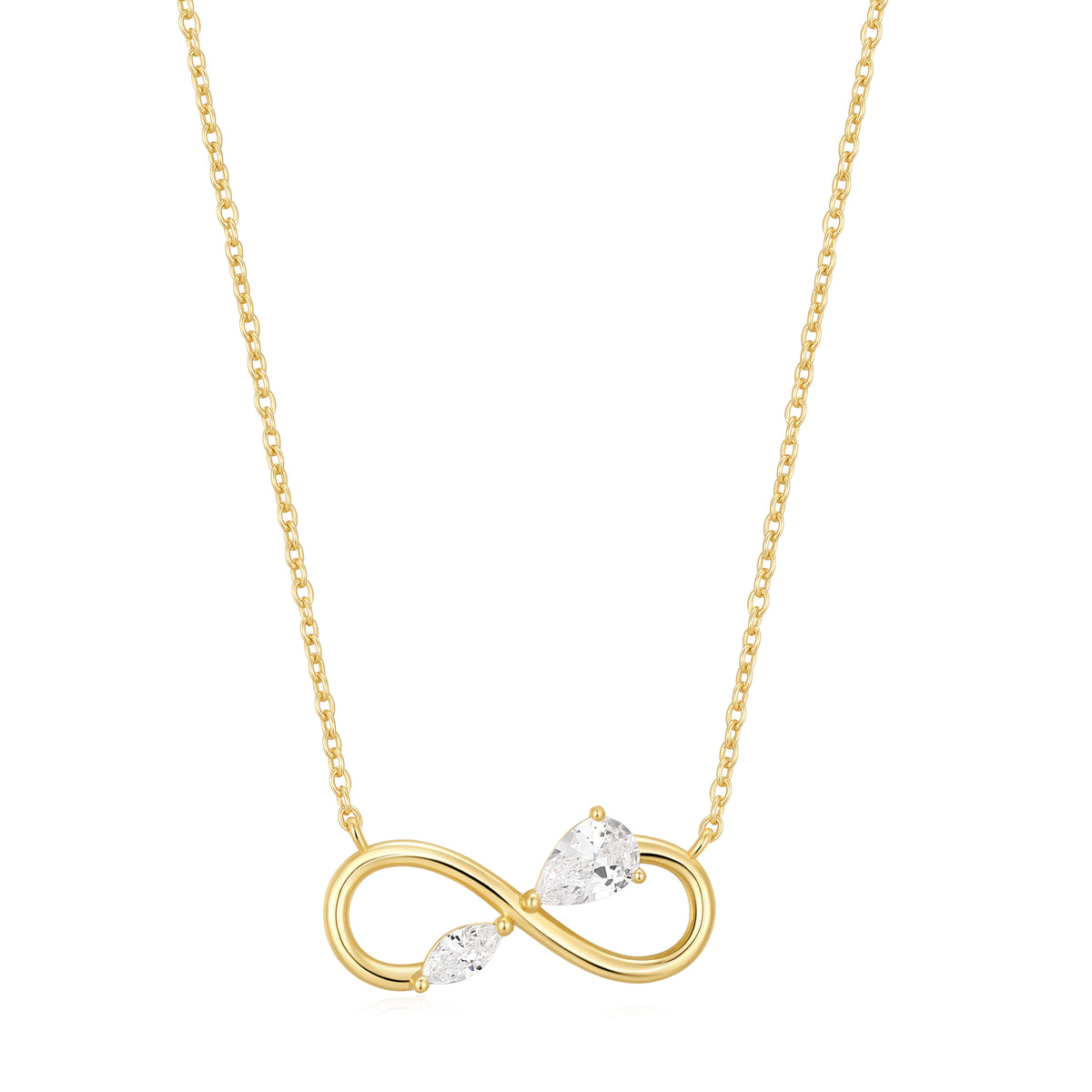 Silver Gold Plated Cubic Zirconia Infinity Necklace (Sn055c)
