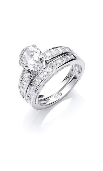 Silver Cubic Zirconia Bridal Set (Sr0268)