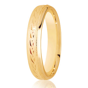 9ct Fine Millgrain Court 5mm Wedding Ring (Dc153)