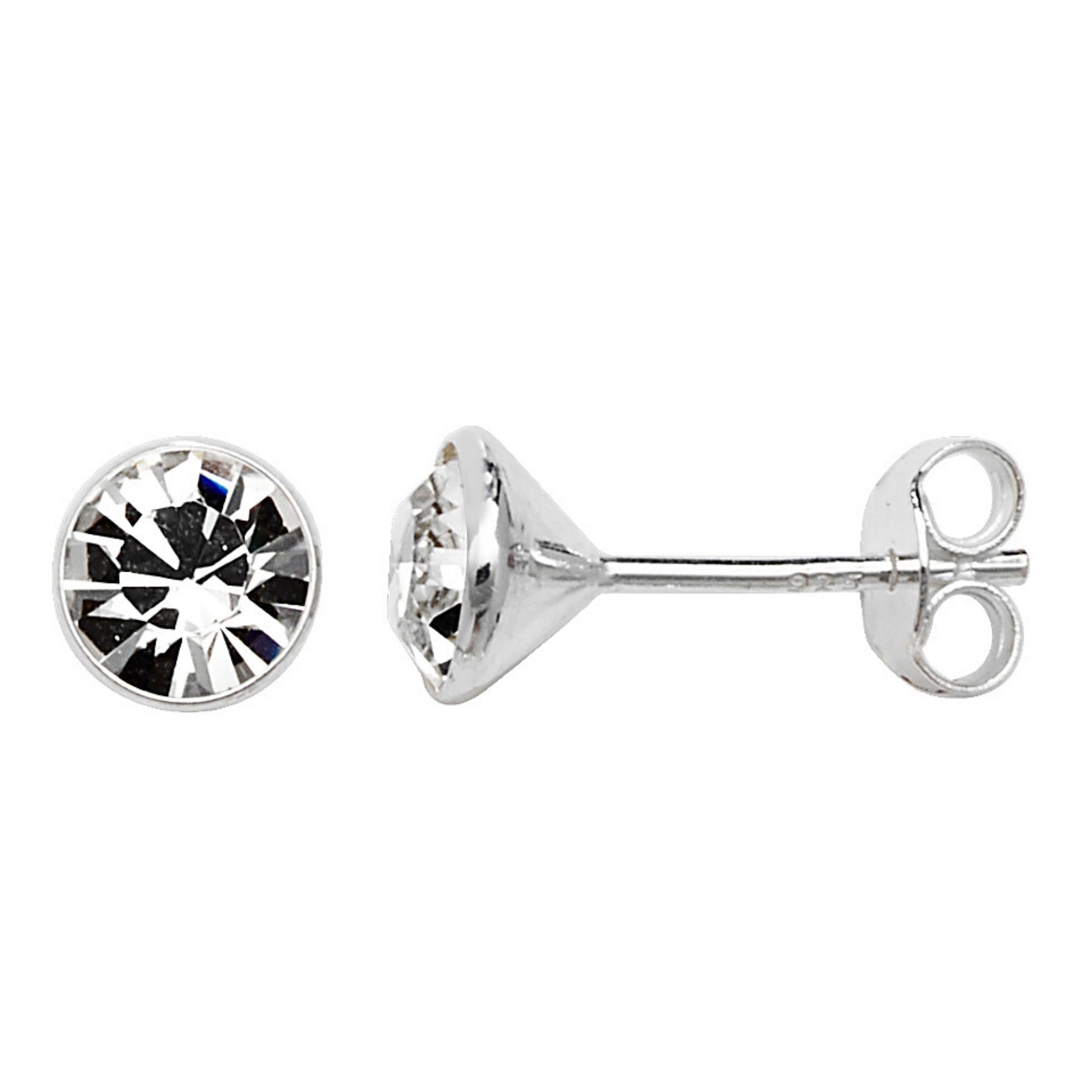 Silver Cubic Zirconia Stud Earrings (Se800a)