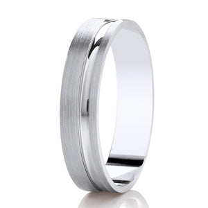 9ct White Gold Satin Finish 5mm Wedding Ring (DC155b)