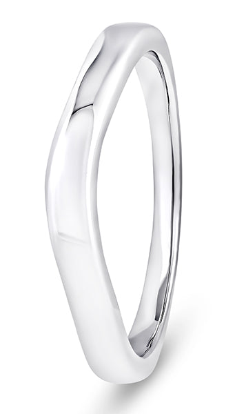 9ct White Gold Waved Shaped Wedding Ring (Wavp-240)