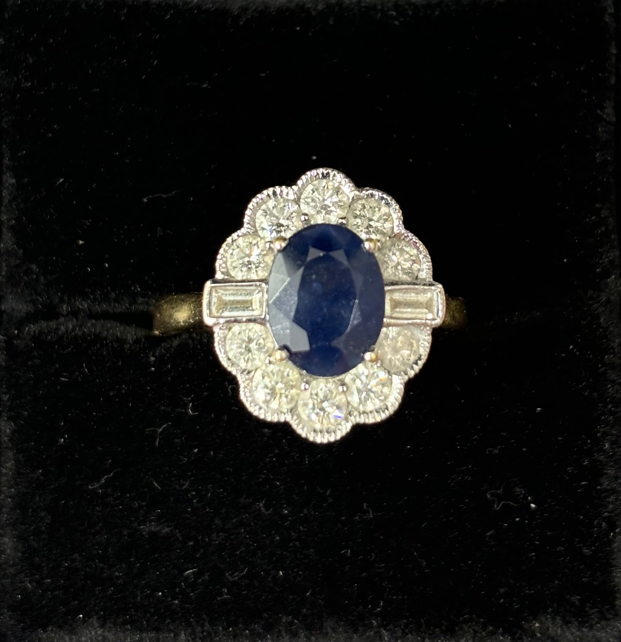 Oval Sapphire & Diamond Cluster Ring (R547)