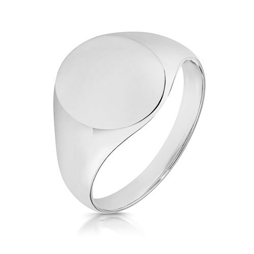 Silver Gents Oval Signet Ring (Ts104ul)