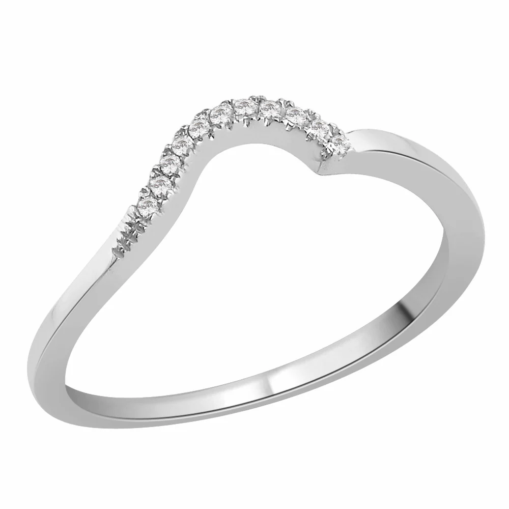 9ct white gold diamond shaped wedding ring (b0008)