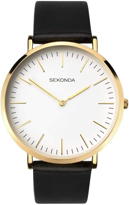 (1344) Sekonda Black Leather Gents Sale Watch