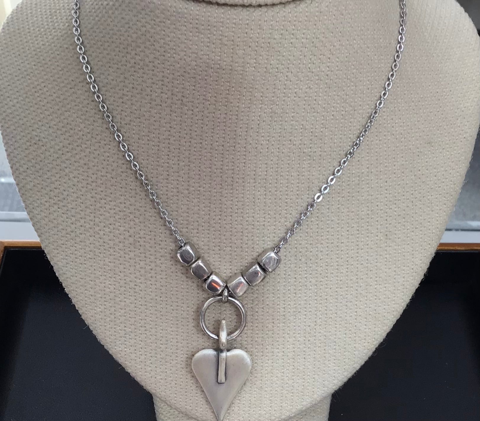Danon Pewter Heart Cube Necklace