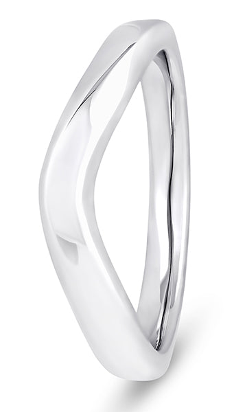 9ct White Gold Waved Plain Shaped Wedding Ring (Wavp-300)