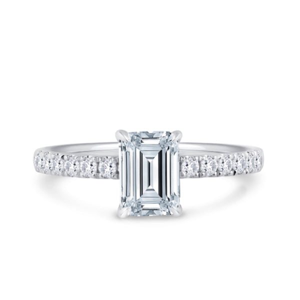 1.40ct Emerald Cut Lab Grown Certified Diamond Solitaire Ring. (Ess02)