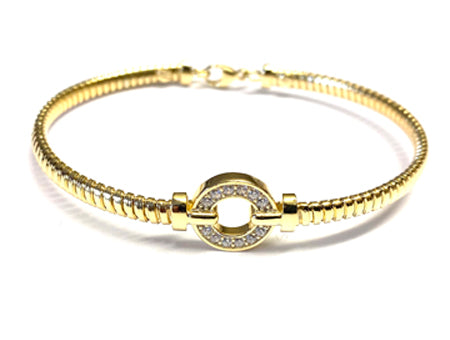 Silver Gold Plated Cubic Zirconia Bangle (0254)
