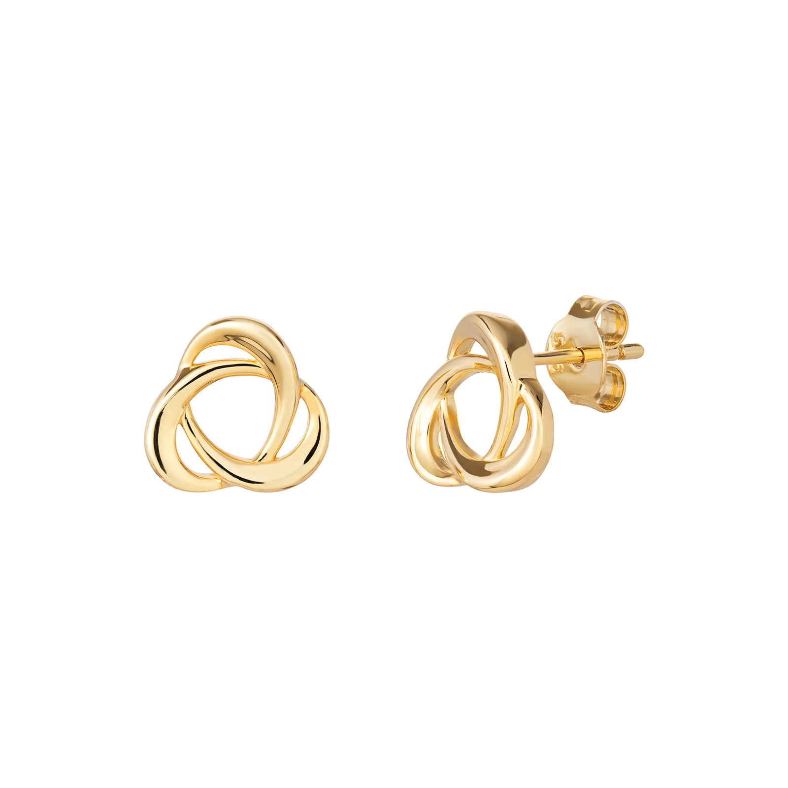 Silver Gold Plated Double Twist Stud Earrings (Se021b)